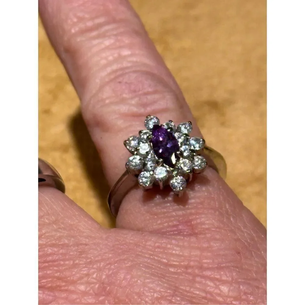 Beautiful faux amythyst and diamond ring